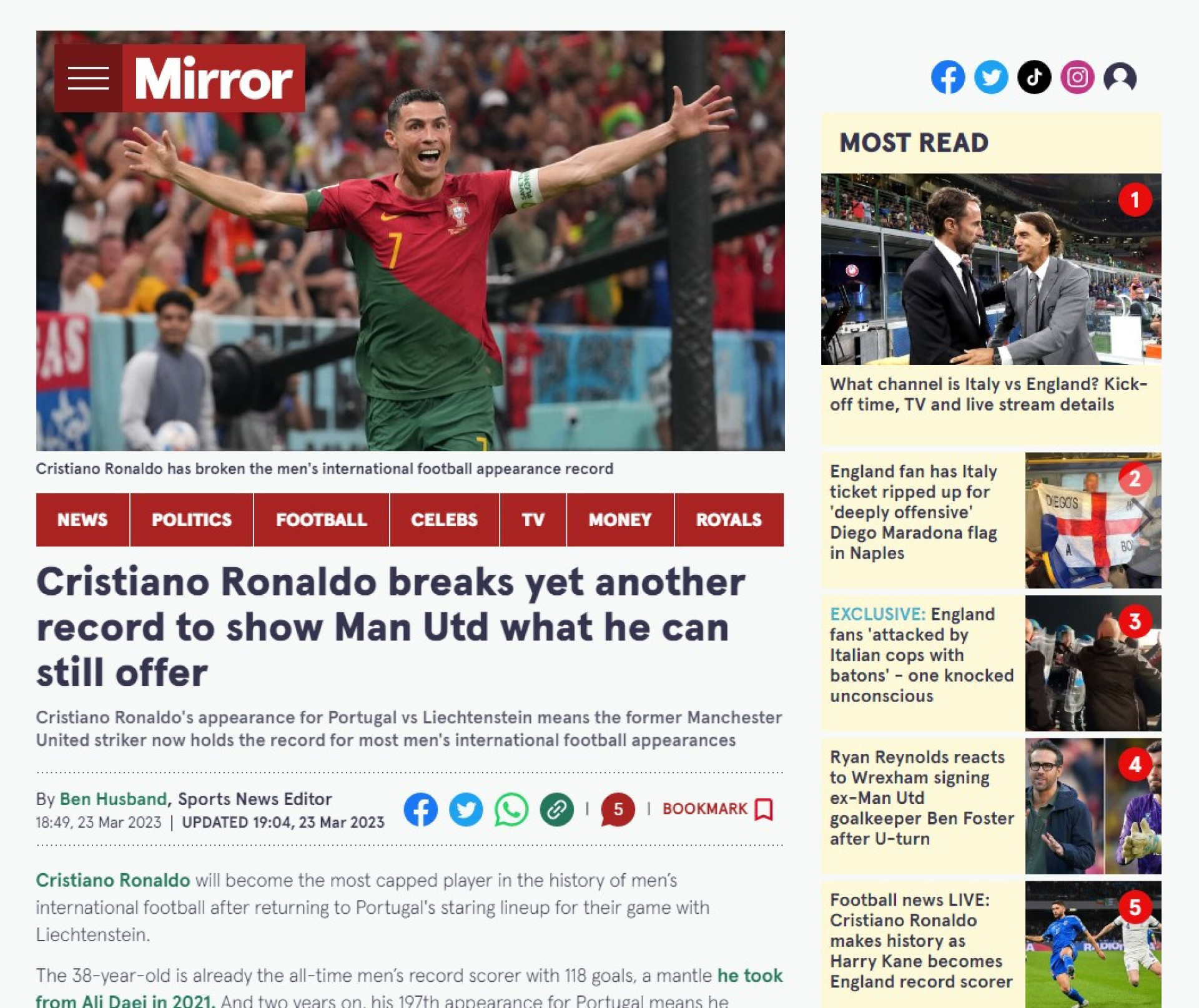 Ainda diziam que estava acabado. O que se diz lá fora da noite de CR7
