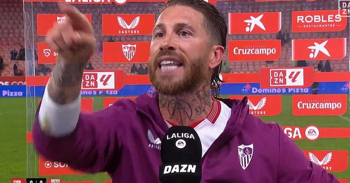 Sérgio Ramos interrompe flash-interview e manda calar adepto